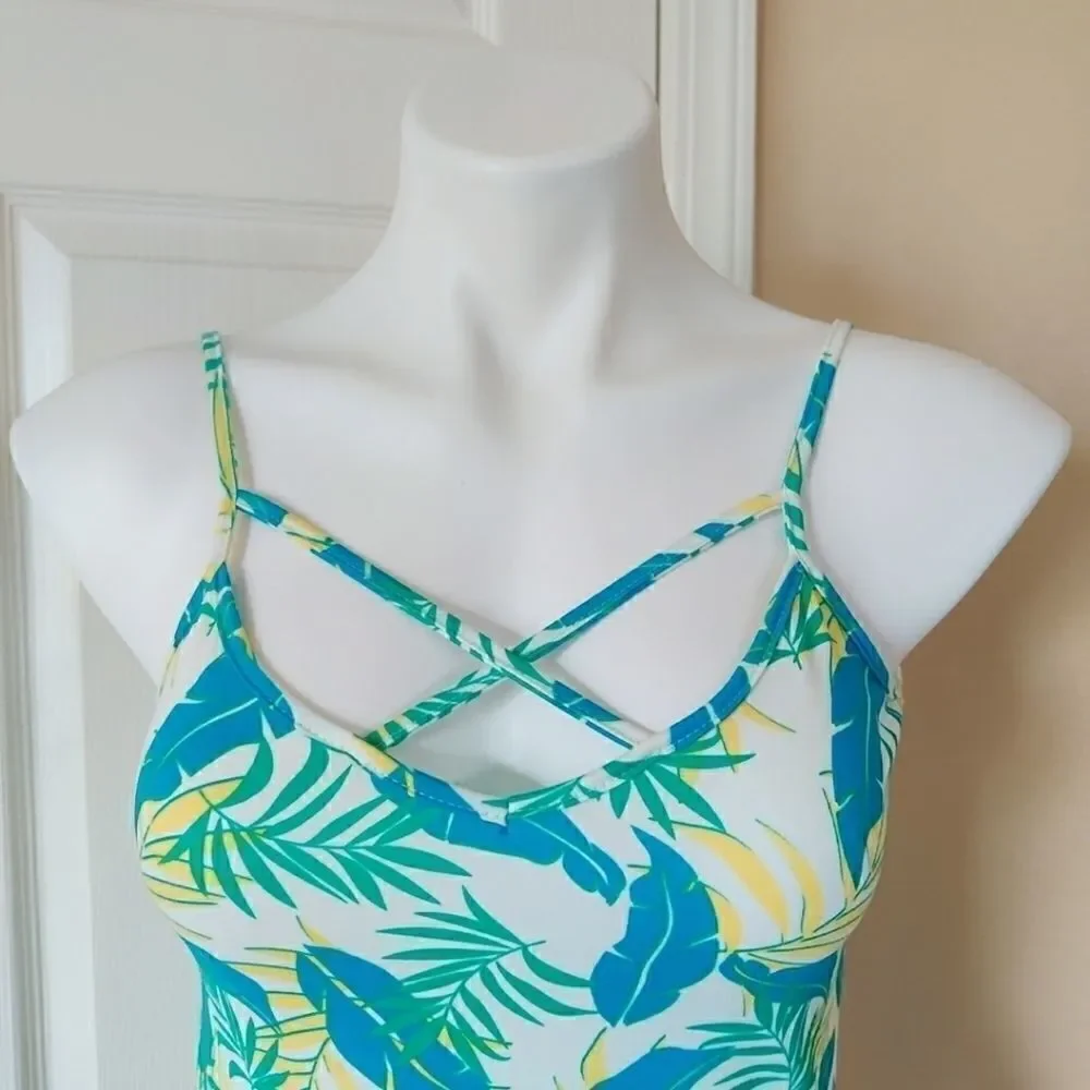 Poof NY criss cross tropical knot front tank